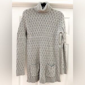 Jeanne Pierre Cable Knit Fisherman Tunic Sweater Gray